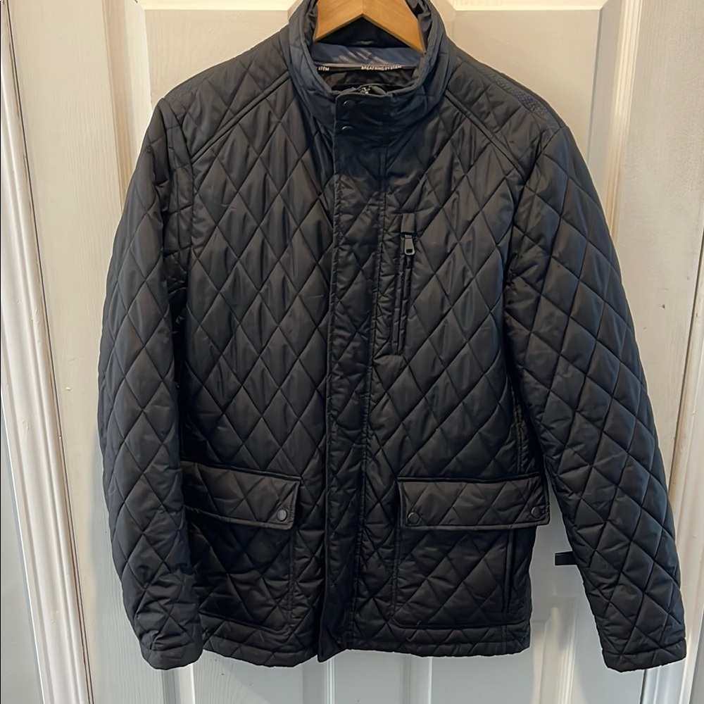 GEOX Black Utility Jacket with Quilted Design and High Collar